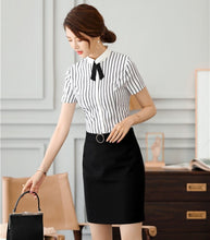 Load image into Gallery viewer, Two Piece Sets With Skirt and Blouses Elegant Striped 2019 Summer Formal OL Styles Office Business Suits Clothing Set