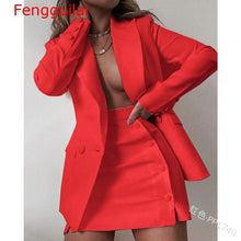 Load image into Gallery viewer, Two Piece Set Lady Casual Blazer + Mini Skirt Clothing Set Women Spring Autumn 2020 New Female Office OL Outfits Workwear