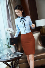 Load image into Gallery viewer, 2018 New Fashion Skirt Suits With 2 Piece Tops And Skirt Uniforms Designs Work Wear Blouses & Shirts and Skirt Clothing Sets