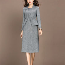 Load image into Gallery viewer, Women Suits Elegant Office Ladies Formal Work Business Wear Autumn Slim Blazer Jacket Plus Size Knee Length 2 Piece Set Clothing