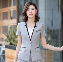 Load image into Gallery viewer, 2020 new summer ladies professional skirt suit Slim short sleeve ladies blazer Fashion skirt Two-piece set Office clothing