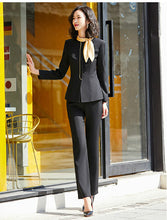 Load image into Gallery viewer, Black Red Formal Skirt Suits Women Business Work Jacket Set Fashion Blazer Office Lady OL Female Clothing Sleeve 2 Piece Set