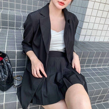 Load image into Gallery viewer, New Large size Loose Professiona Women's Clothing Korean Fashion Little Fragrant Wind Elegant Suit Pleated Mini Skirt Two Piece