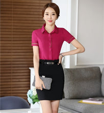 Load image into Gallery viewer, Ladies Formal Uniform Style Professional Tops And Skirt Female Outfits Clothing Set Office Work Wear Beauty Salon Uniforms