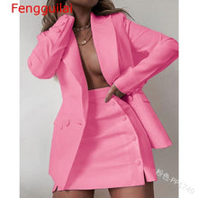 Load image into Gallery viewer, Two Piece Set Lady Casual Blazer + Mini Skirt Clothing Set Women Spring Autumn 2020 New Female Office OL Outfits Workwear
