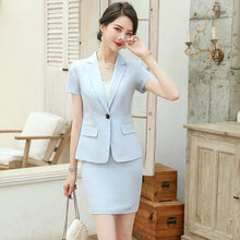 Load image into Gallery viewer, Casual women's skirt suit feminine interview clothing Summer 2020 hotel front desk overalls Office Slim Skirt Two-piece
