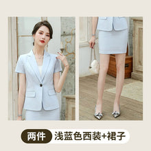 Load image into Gallery viewer, Casual women's skirt suit feminine interview clothing Summer 2020 hotel front desk overalls Office Slim Skirt Two-piece
