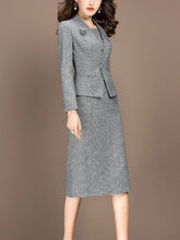 Load image into Gallery viewer, Women Suits Elegant Office Ladies Formal Work Business Wear Autumn Slim Blazer Jacket Plus Size Knee Length 2 Piece Set Clothing
