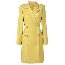 Load image into Gallery viewer, Peacock Blue Dress Suit Women OL Style Business Formal Work Wear Office Ladies Clothing Double Breasted Slim Long Sleeve Dresses
