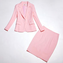 Load image into Gallery viewer, 2020 new small suit skirt two piece work clothes interview women's clothing High quality slim pink ladies blazer Elegant skirt
