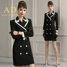 Load image into Gallery viewer, Vintage Dress Suits Women Double Breasted High Quality Ol Long Sleeve Slim Autumn Winter Office Lady Blazer Dresses Clothing
