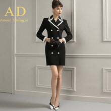 Load image into Gallery viewer, Vintage Dress Suits Women Double Breasted High Quality Ol Long Sleeve Slim Autumn Winter Office Lady Blazer Dresses Clothing
