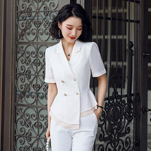 Load image into Gallery viewer, Black Formal Skirt Suits Women Business Work Jacket  Set Fashion Blazer Office Lady OL Female Clothing Short Sleeve 2 Piece Set
