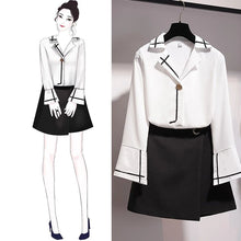 Load image into Gallery viewer, Skirts Set New Spring Women's Office Ladies Notched Shirts Tops And Cut Woman Skirts Casual Ladies Clothing Suit Set NS74
