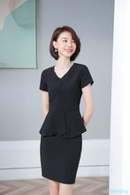 Load image into Gallery viewer, Elegant Women Blazer Skirts Women's 2-piece Skirt Suit Set Clothing Formal Short Sleeve Blazer and Jackets Office Ladies OL Set
