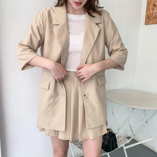 Load image into Gallery viewer, New Large size Loose Professiona Women's Clothing Korean Fashion Little Fragrant Wind Elegant Suit Pleated Mini Skirt Two Piece
